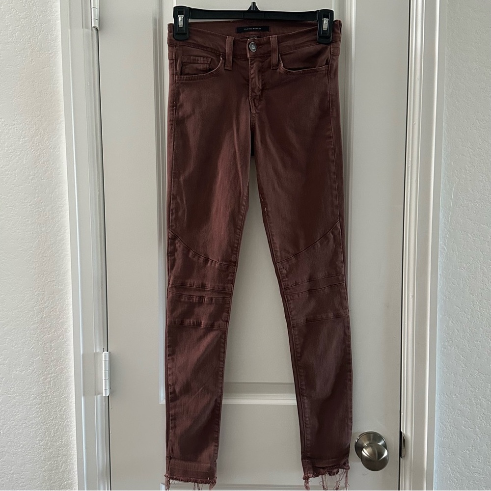 Flying Monkey Burgundy Mid Rise Ankle Skinny Jeans Size 23 - Picture 2 of 8